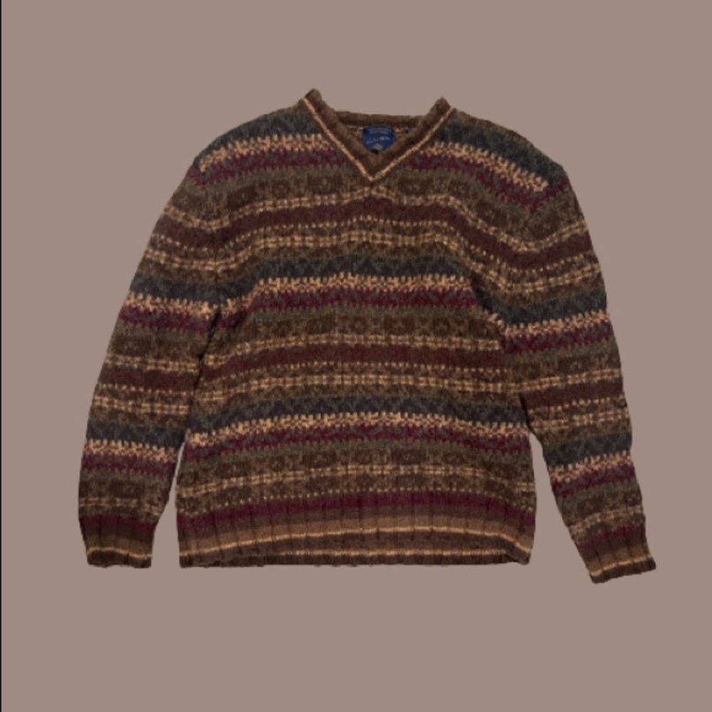 vintage grandpa fairycore oversized fall stripped sweater